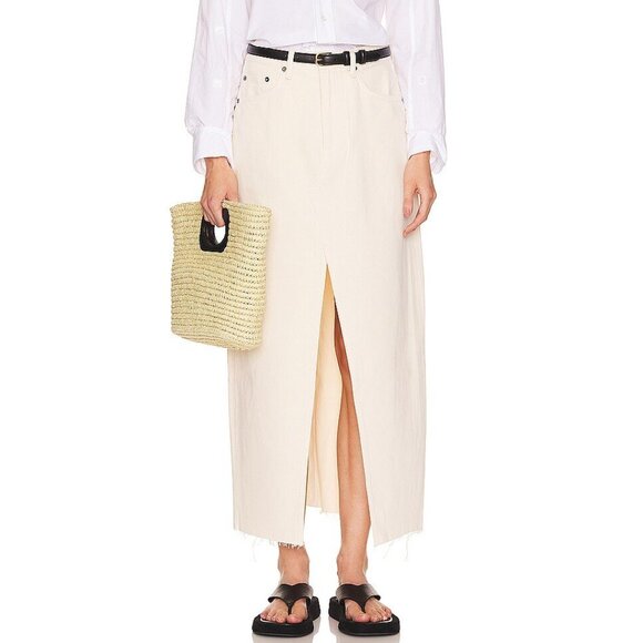 rag & bone Dresses & Skirts - Rag & Bone Avery Denim Maxi Skirt Size 29 NWT Cotton Raw Hem Ecru